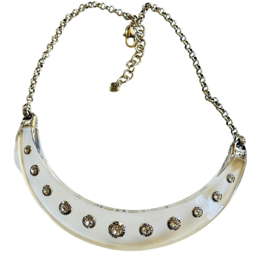Brighton On the rocks Collar Necklace acrylic‎ Silver Plated Crystal chunky 19"L